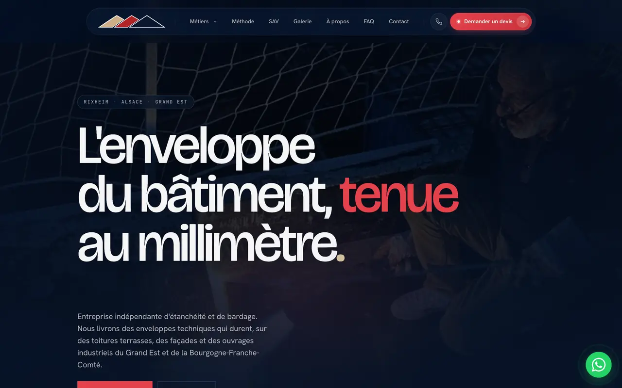 Le site d’AKAR Étanchéité, étanchéité et bardage, Rixheim, réalisé par Odratta