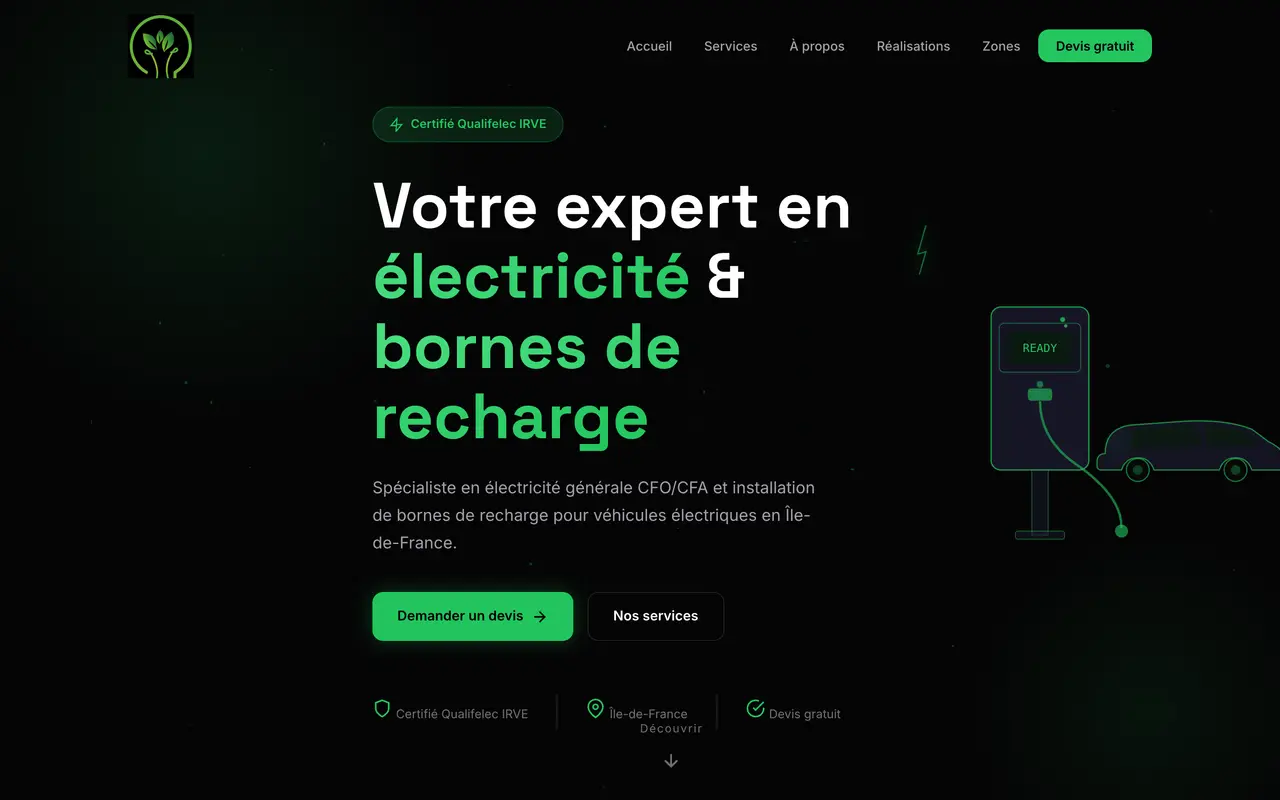 Le site d’Amperelec Energy, électricité et bornes de recharge, Clichy-sous-Bois, réalisé par Odratta