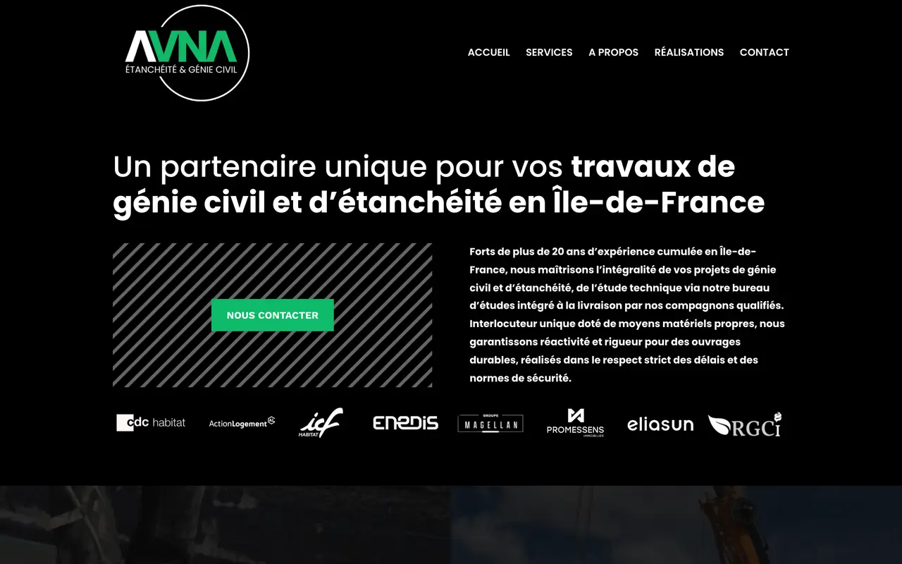 Le site d’Avna Etancheite, génie civil et étanchéité, Thorigny-sur-Marne, réalisé par Odratta