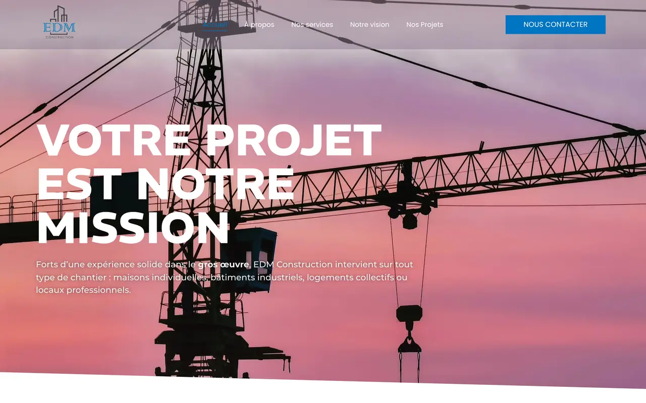 Le site d’EDM Construction, gros œuvre et construction, Gonesse, Île-de-France, réalisé par Odratta