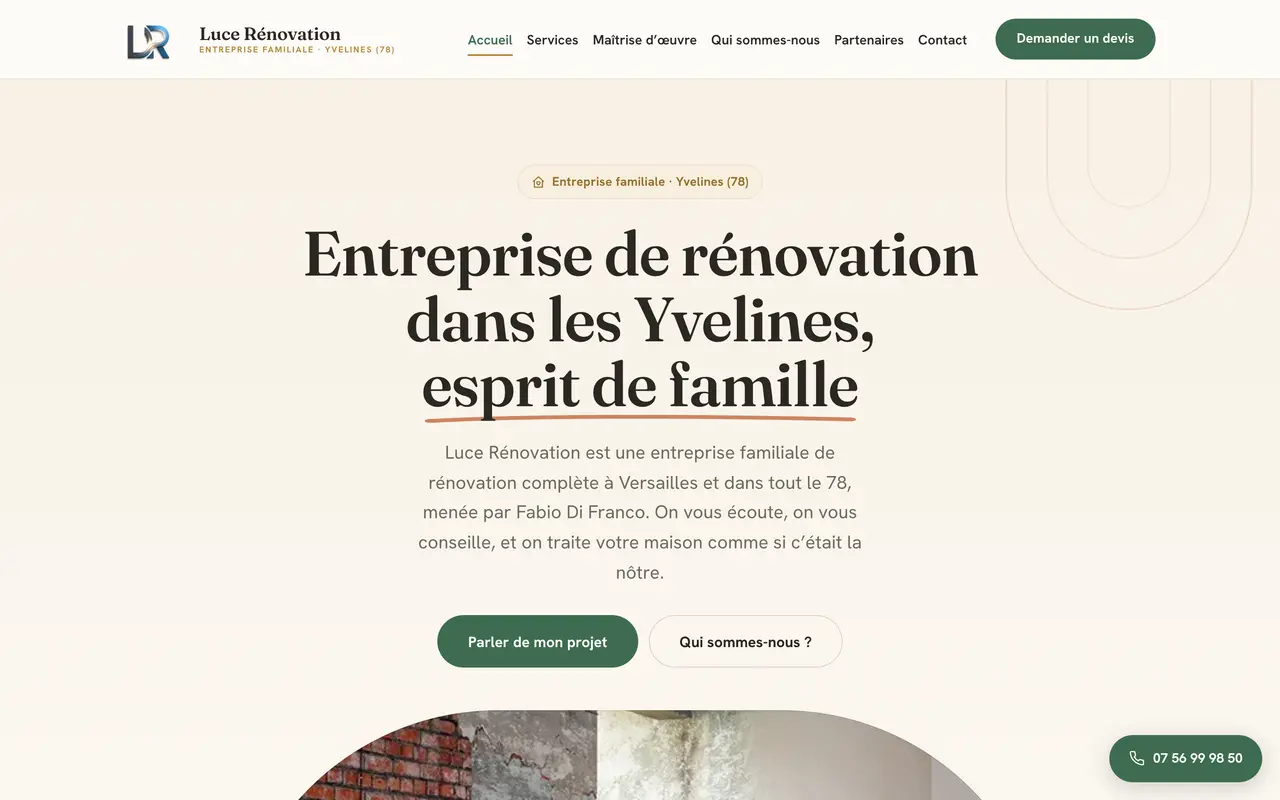 Le site de Luce Rénovation, rénovation tous corps d’état, Versailles et Yvelines (78), réalisé par Odratta